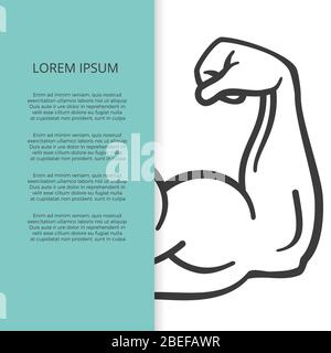 Male muscle arm hand brochure or banner template. Vector illustration Stock Vector
