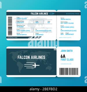 Modern airline travel boarding pass ticket vector template. Ticket airplane and airline, travel flight air illustration Stock Vector