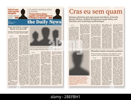 Newspaper journal modular construction with advertising information vector template. Newspaper typography brochure with advertise and news illustration Stock Vector