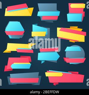 Colorful sale banners template set. Collection of business design ribbon. Vector illustration Stock Vector