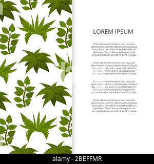 Flat green plants banner poster design with text. Vector illustration Stock Vector