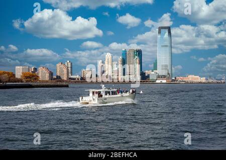 Harborfront and Hudson River and skyline in New York City, 2018; New York; USA; U.S.A. America; North America, North America Stock Photo