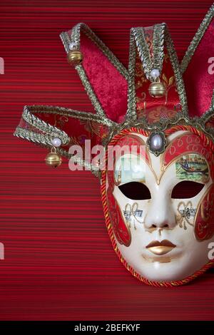 Luxurious Venetian Carnival Mask Rich in Floral Decorations and
