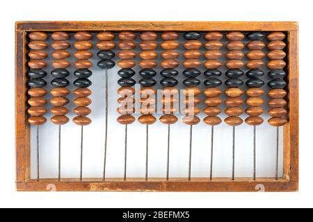 Wooden vintage abacus isolated on white background Stock Photo