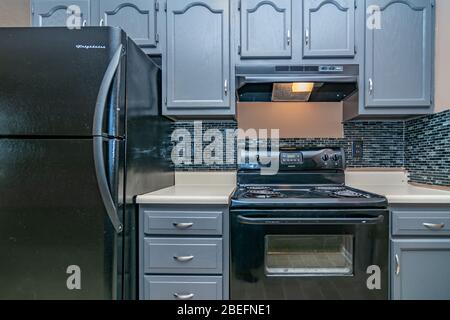 Kitchen in modern middle class house in Midwest America Stock Photo