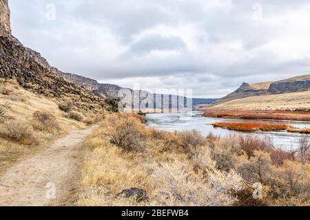Birds of Prey National Conservation Area in the Snake River Canyon below the Swan Falls dam in Idaho Stock Photo