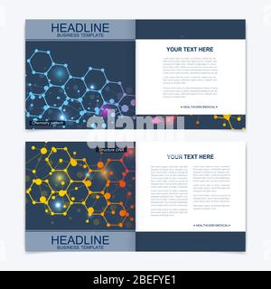 Scientific templates square brochure, magazine, leaflet , flyer, cover, booklet, annual report. Scientific concept for medical, technology, chemistry Stock Vector