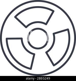 nuclear sign icon over white background, line style, vector ...