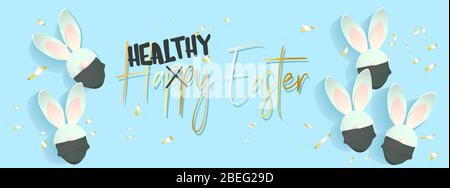 Funny rabbits. Easter bunny. Vector illustration on a background.. Stock Vector