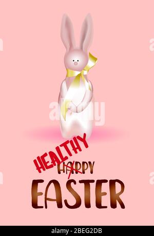 Funny rabbits. Easter bunny. Vector illustration on a pink background.. Stock Vector