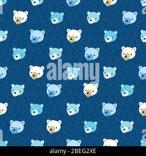 bears seamless vector pattern in blue colors Stock Vector