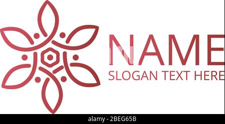 Beautiful abstract flower logo design. Elegant red flower symbol. Fashion, interior and yoga logo. Stock Vector