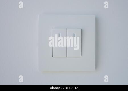 On-off switch in white with LED backlight. Stock Photo