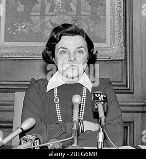 San Francisco Mayor Dianne Feinstein speaking in her office.  March 25, 1982 Stock Photo