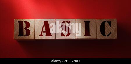 Basic word on wooden blocks. School educaion concept Stock Photo