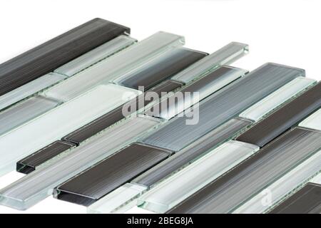 glass mosaic tiles for kitchen backsplash against white background Stock Photo