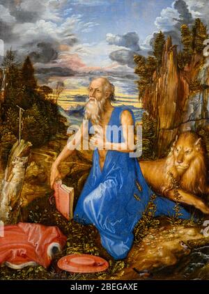 'Saint Jerome Penitent' (c. 1494) by Albrecht Dürer (1471 – 1528). Oil on wood. Stock Photo