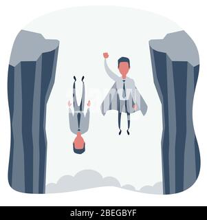 Businessman falls into the abyss, crisis, bankruptcy. Stock Vector