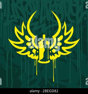 Graffiti Spray Can With Wings Stencil Art Stock Vector