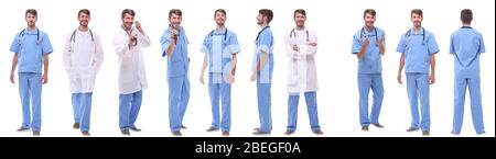 panoramic collage group of medical doctors . isolated on white Stock Photo