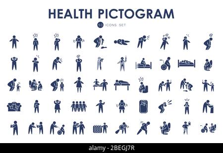 health pictogram persons icon set over white background, line style, vector illustration Stock Vector