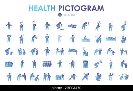 health pictogram persons icon set over white background, gradient style, vector illustration Stock Vector