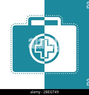Bicolor icon of a medical briefcase Stock Vector