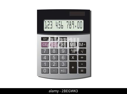 Realistic calculator, vector illustration with depth Stock Vector