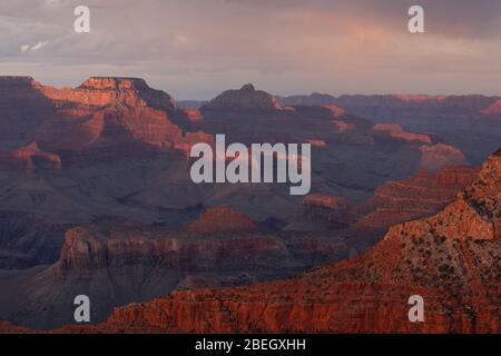 lights and shadows at sunset in grand canyon Stock Photo