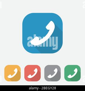 Telephone Icon, Icon icon, square Flat Button, Web And Mobile App Design Illustration Stock Vector