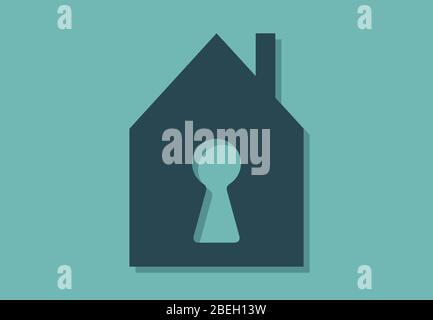 House with key hole, minimalistic vector illustration symbol Stock Vector