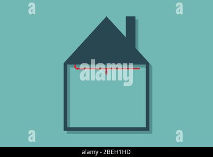 House with water sprinkler system, minimalist vector illustration symbol Stock Vector