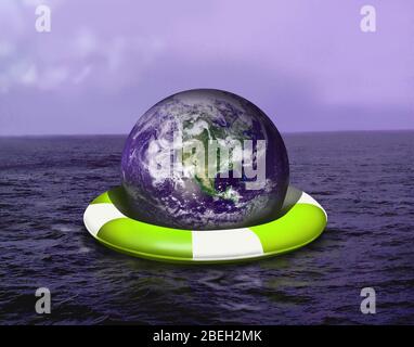 Saving Earth, Conceptual Illustration Stock Photo