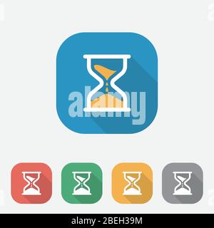 Flat Design Of Sand Clock Icon, Time Flat Design Business Icon with Side Shadow,Sandglass Flat Icon for apps and websites, UI, UX Stock Vector