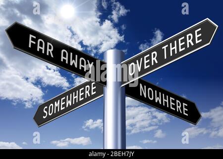 3D illustration/ 3D rendering - signpost with four arrows - directions Stock Photo