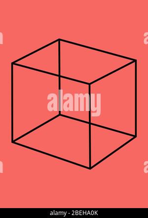 Optical Illusion, Necker Cube, Illustration Stock Photo