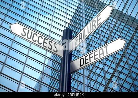 Success - crossroads sign, office building Stock Photo - Alamy