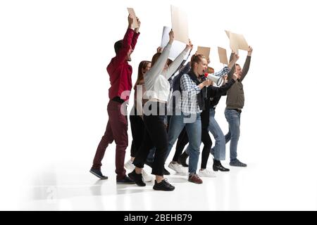 group of people shouting