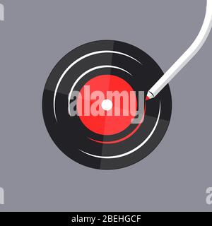 vinyl record music vector with pencil writing on vinyl illustration graphic for logo, icon,etc. Stock Vector