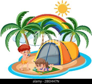Scene with kids camping out illustration Stock Vector Image & Art - Alamy