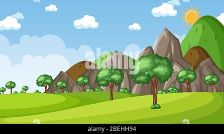 Background scene with many trees in the park illustration Stock Vector ...