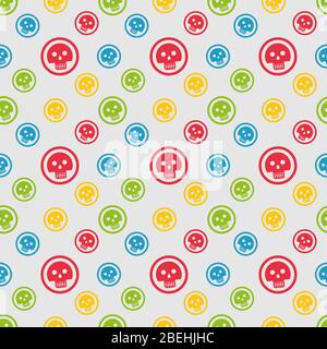 colorful skull symbol seamless pattern vector illustration background Stock Vector