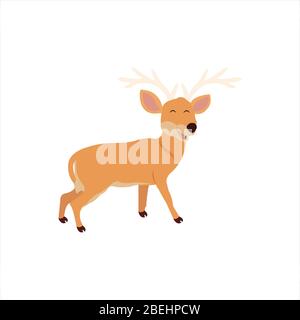 Christmas animal cartoon deer clip art illustration Stock Vector