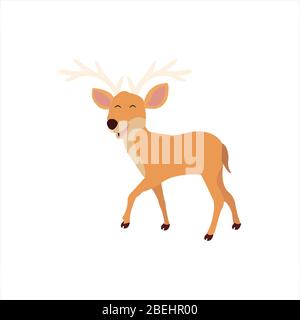 Christmas animal cartoon deer clip art illustration Stock Vector