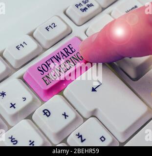 Text sign showing Software Engineering. Business photo text apply engineering to the development of software Stock Photo
