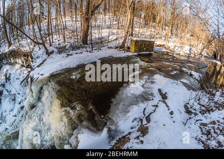 Smokey Hollow Waterfalls Conservation Area Waterdown Ontario Canada  in winter Stock Photo