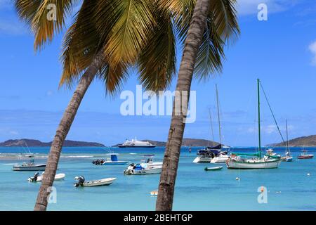 Boats in Cruz Bay,St. John,United States Virgin Islands,Caribbean Stock Photo