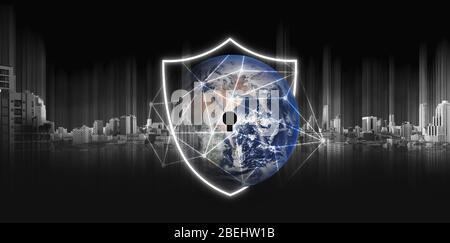 Global networking and big data protection with security technology. Element of this image are furnished by NASA Stock Photo