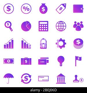 Finance gradient icons on white background, stock vector Stock Vector