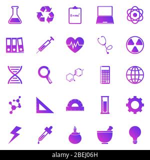 Science gradient icons on white background, stock vector Stock Vector